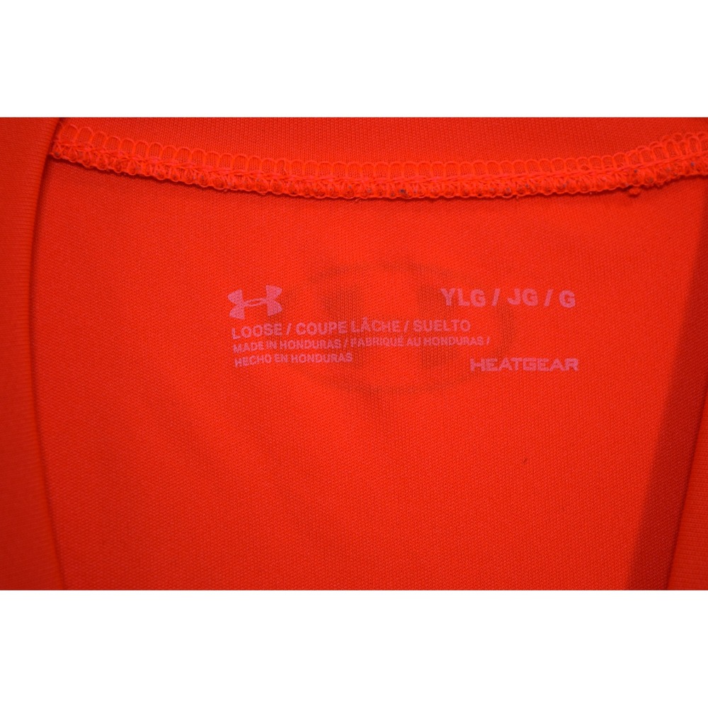 Under Armour HeatGear Loose Neon Safety Orange Athletic T-Shirt YLG - Picture 2 of 14